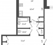 1-комн, 33кв м, этаж 1/9 Гожувская улица, 43