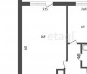 1-комн, 34кв м, этаж 1/9 проспект 60 лет Октября, 117
