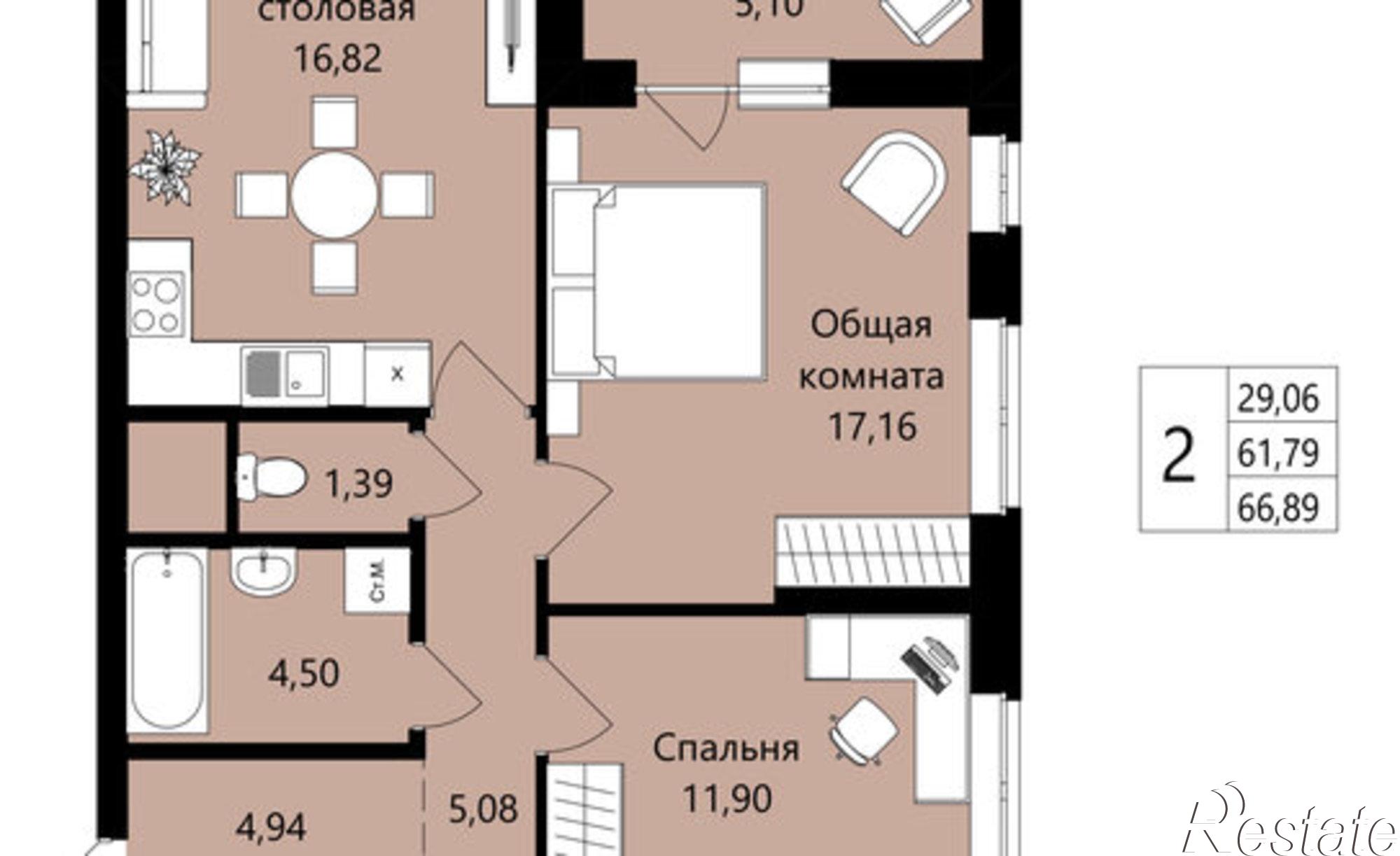 Купить квартиру за 8 026 800 рублей на жилой район Юбилейный, 3-й микрорайон