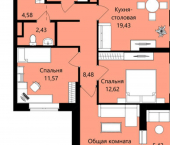 3-комн, 79 кв м, этаж 12/18 жилой район Юбилейный, 3-й микрорайон