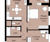 2-комн, 62 кв м, этаж 2/18 жилой район Юбилейный, 3-й микрорайон