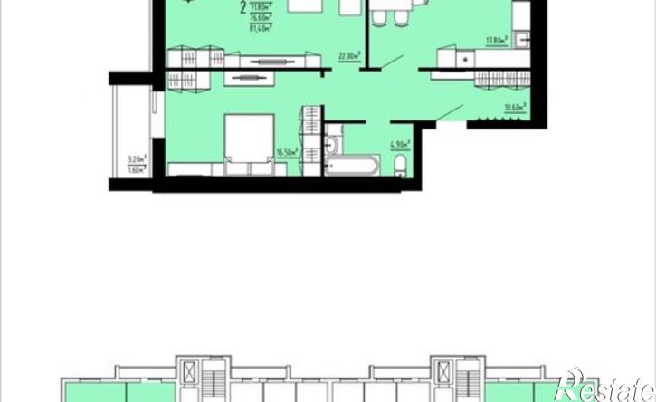 2-комн квартира в новом доме Красноармейская улица, 57,  д. 57