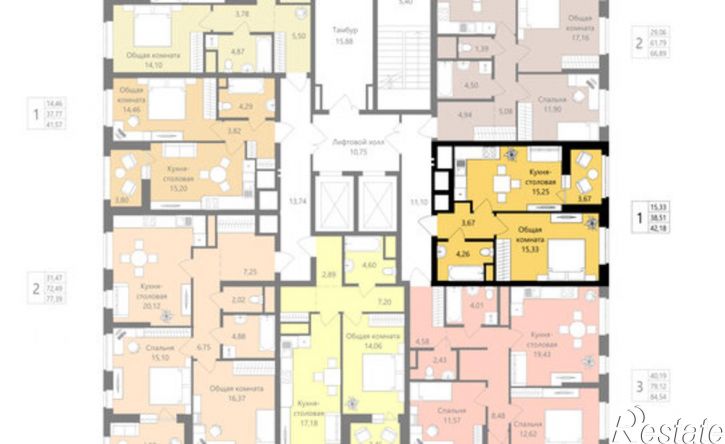 1-комн квартира в новом доме жилой район Юбилейный, 3-й микрорайон
