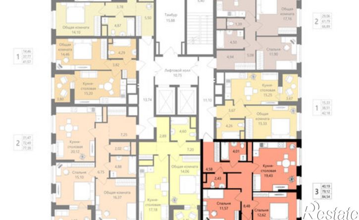 3-комн квартира в новом доме жилой район Юбилейный, 3-й микрорайон