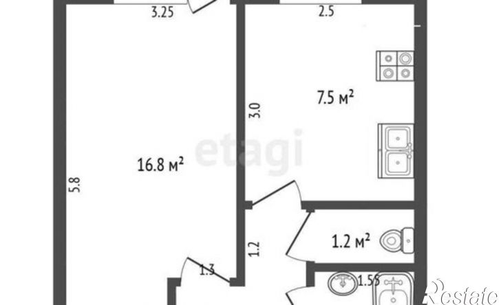 1-комн квартира улица Косарева, 104,  д. 104