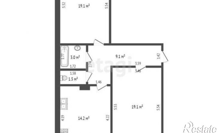 2-комн квартира Лямбирское шоссе, 19,  д. 19