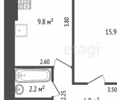 1-комн, 36кв м, этаж 1/9 улица Воинова, 2 к11