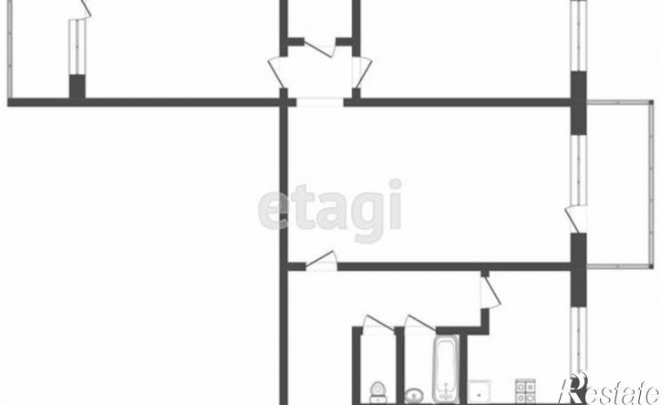 3-комн квартира улица Косарева, 1 к2,  д. 1 к2
