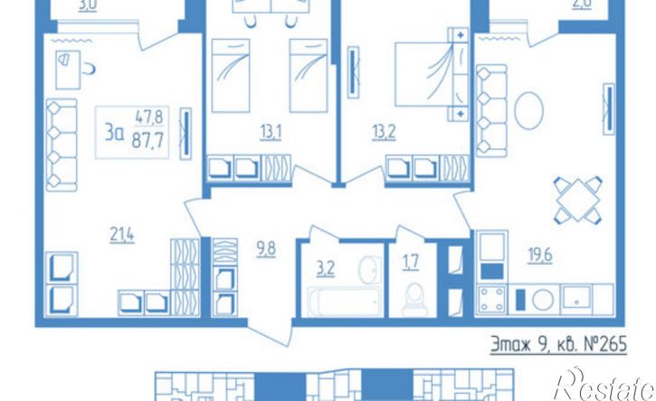 3-комн квартира ул Косарева, 21А,  д. 21А