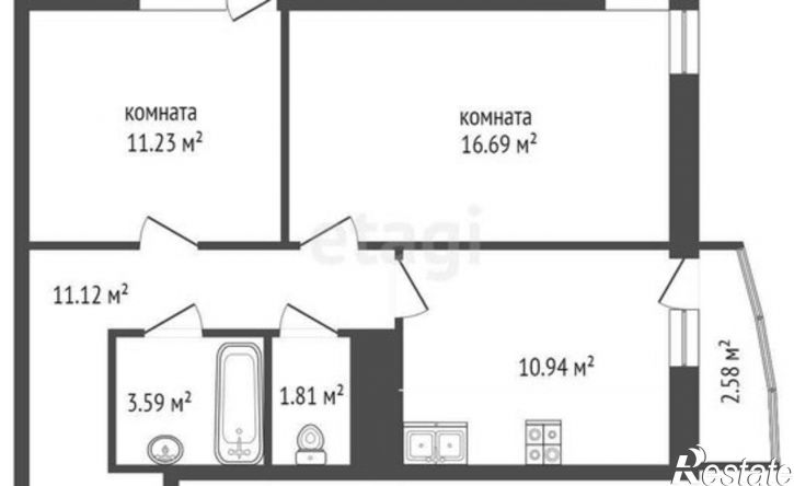 2-комн квартира проспект Российской Армии, 22,  д. 22