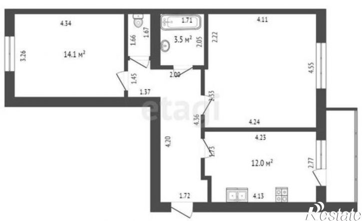 2-комн квартира Большевистская улица, 113,  д. 113
