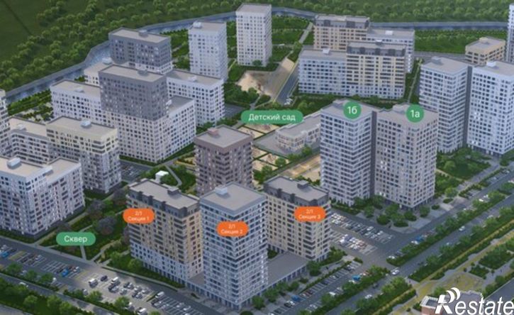 3-комн квартира в новом доме жилой район Юбилейный, 3-й микрорайон