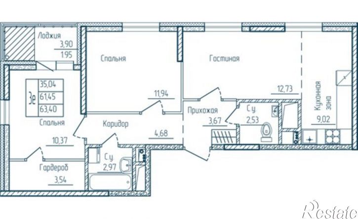 2-комн квартира в новом доме улица Федосеенко, 2,  д. 2