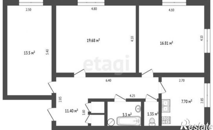 3-комн квартира ул Кутузова, 2,  д. 2
