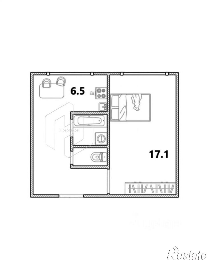 1-комн квартира ул Пушкина, 24,  д. 24