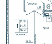 1-комн, 36 кв м, этаж 3/18 пр-д Жуковского, 10
