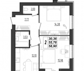 2-комн, 58 кв м, этаж 6/9 ул Псковская, 11