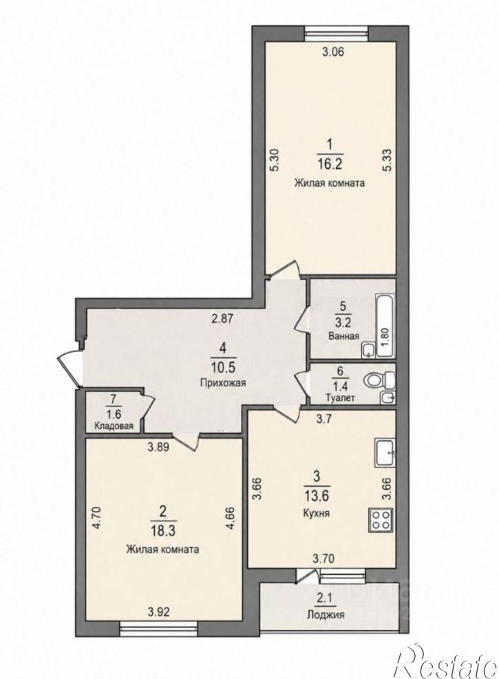 2-комн квартира ул Косарева, 1Б,  д. 1Б