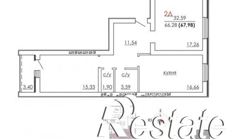 2-комн квартира в новом доме улица Николаева, 22А,  д. 22А